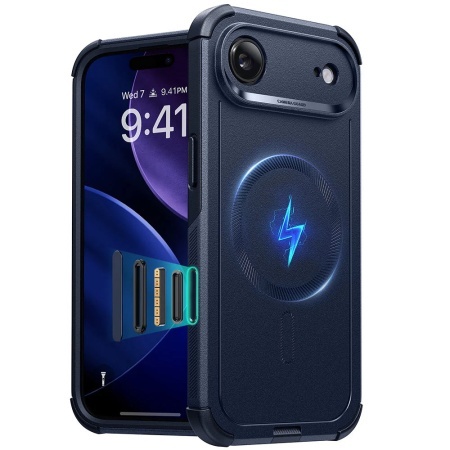 Husa pentru iPhone 17 Air, Magsafe, ESR Cyber Halolock, Albastru