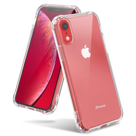 Husa pentru iPhone XR , SKYDDAR INNOVATION, Shockproof Clear din Silicon Slim, Transparenta, set cu sticker