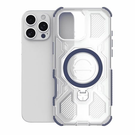 Husa pentru Motorola Edge 60 Fusion / Edge 60, Antisoc, SKYDDAR INOVATION, Carbon Shield PRO, Magsafe, set cu sticker, Albastru