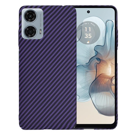 Husa pentru Motorola Moto G24 Power, SKYDDAR INNOVATION, textura carbon, Carbonite FiberShell, set cu sticker, Mov,