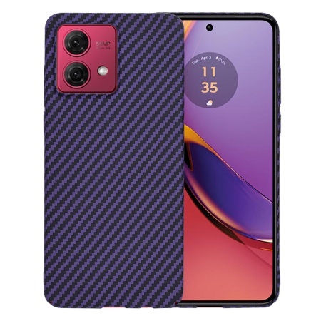 Husa pentru Motorola Moto G84, SKYDDAR INNOVATION, textura carbon, Carbonite FiberShell, set cu sticker, Mov,