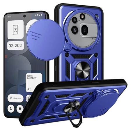 Husa pentru Nothing Phone (3a) Pro, SKYDDAR INNOVATION, CamShield, Albastru, set cu sticker
