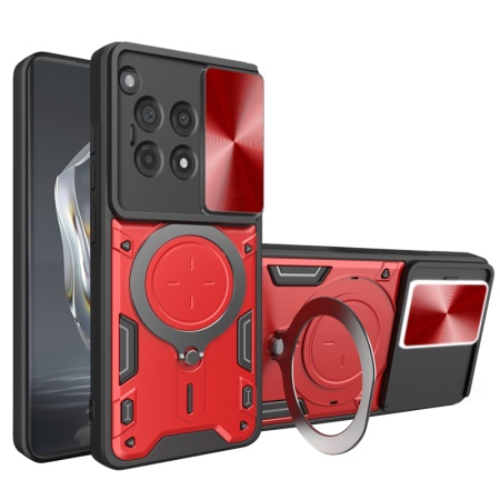 Husa pentru OnePlus 12R, SKYDDAR INNOVATION, CamGuard Pro, Inel Magnetic, Protectie Camera, set cu sticker, Rosu