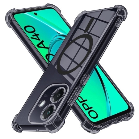 Husa pentru Oppo A40 4G, SKYDDAR INNOVATION, Shockproof MagSafe din silicon, set cu sticker, Fumuriu