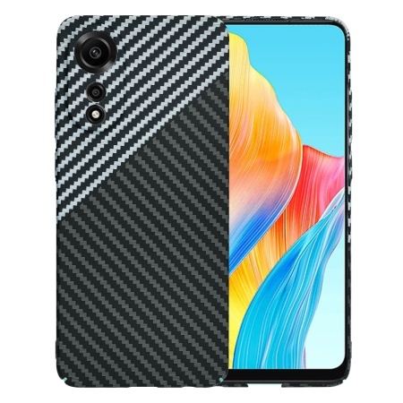Husa pentru Oppo A78 4G, SKYDDAR INNOVATION, textura carbon, Carbonite FiberShell, set cu sticker, Gri,