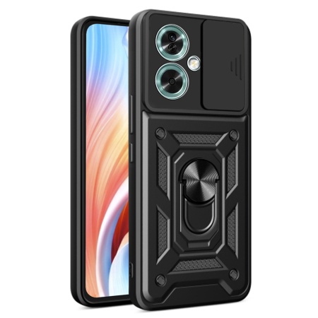 Husa pentru Oppo A79 5G / OnePlus Nord N30 SE, SKYDDAR INNOVATION, CamShield, Inel magnetic, set cu sticker, Negru