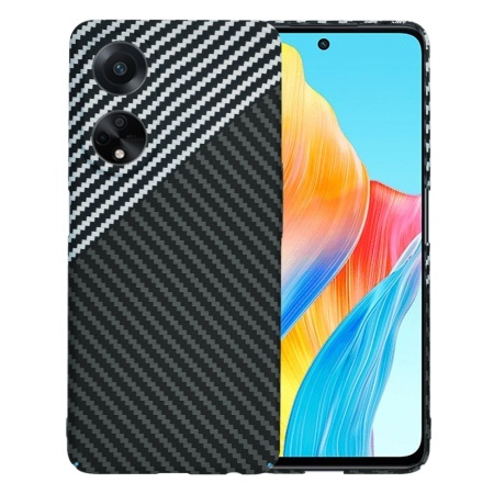 Husa pentru Oppo A98 5G, SKYDDAR INNOVATION, textura carbon, Carbonite FiberShell, set cu sticker, Gri,
