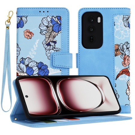 Husa pentru Oppo Reno12 Pro, SKYDDAR INNOVATION, Flipcraft din Piele Ecologică, Stand Integrat, Buzunare pentru Carduri, set cu sticker, Bleu