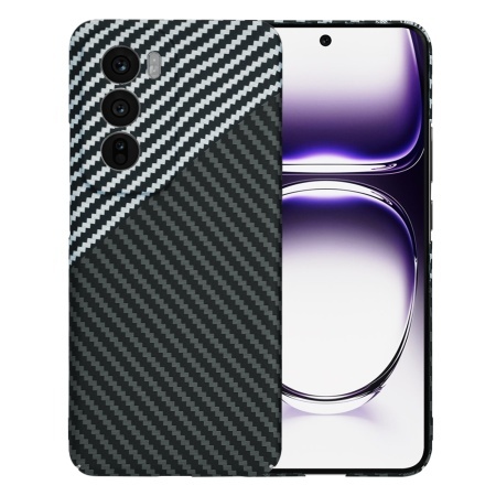 Husa pentru Oppo Reno12, SKYDDAR INNOVATION, textura carbon, Carbonite FiberShell, set cu sticker, Gri,