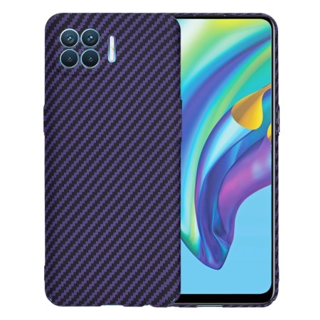 Husa pentru Oppo Reno4 Lite, SKYDDAR INNOVATION, textura carbon, Carbonite FiberShell, set cu sticker, Mov,