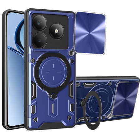 Husa pentru Realme C63 / C61, SKYDDAR INNOVATION, CamGuard Pro, Inel Magnetic, Protectie Camera, set cu sticker, Albastru