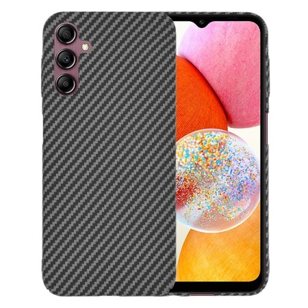 Husa pentru Samsung Galaxy A14 5G / Galaxy A14 4G, SKYDDAR INNOVATION, textura carbon, Carbonite FiberShell, set cu sticker, Negru,