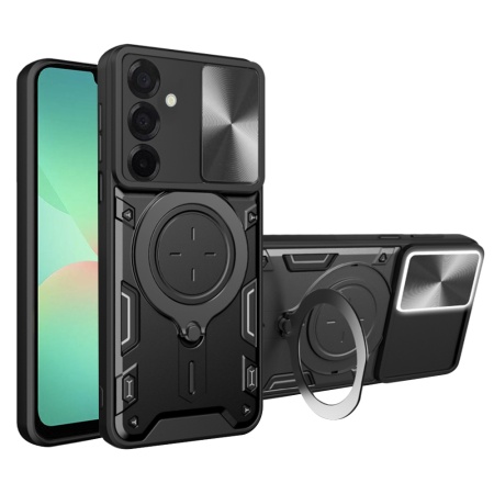 Husa pentru Samsung Galaxy A26 5G, SKYDDAR INNOVATION, CamGuard Pro, Inel Magnetic, Protectie Camera, set cu sticker, Negru