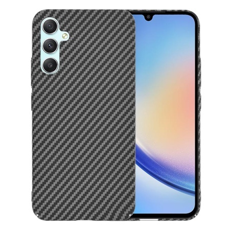 Husa pentru Samsung Galaxy A34 5G, SKYDDAR INNOVATION, textura carbon, Carbonite FiberShell, set cu sticker, Negru,