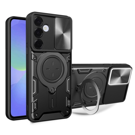 Husa pentru Samsung Galaxy A36 5G, SKYDDAR INNOVATION, CamGuard Pro, Inel Magnetic, Protectie Camera, set cu sticker, Negru