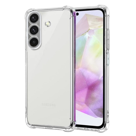 Husa pentru Samsung Galaxy A36 5G , SKYDDAR INNOVATION, Shockproof Clear din Silicon Slim, Transparenta, set cu sticker