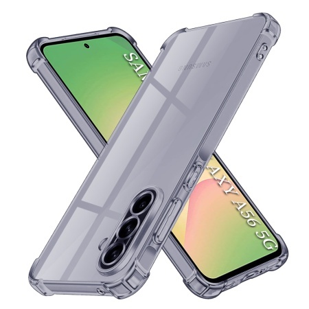Husa pentru Samsung Galaxy A56 5G, SKYDDAR INNOVATION, Shockproof Clear Silicone, Silicon Slim, set cu sticker, Fumuriu