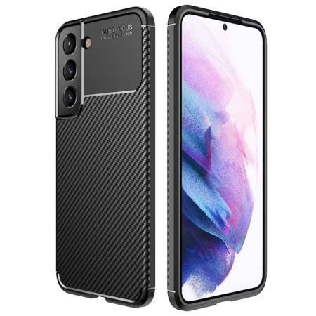 Husa pentru Samsung Galaxy S22 Plus 5G, SKYDDAR INNOVATION, CarbonFiber, Antisoc, Negru, set cu sticker