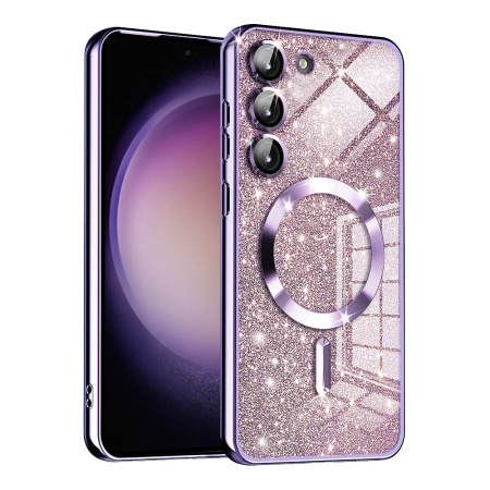 Husa pentru Samsung Galaxy S23 Design Antisoc, Fundal Detasabil 2-in-1, Protectie Superioara, Margini Ridicate, SKDR Glitter - Mov deschis