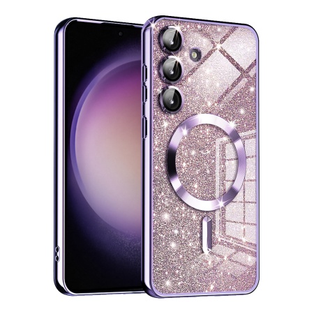 Husa pentru Samsung Galaxy S23 FE Design Antisoc, Fundal Detasabil 2-in-1, Protectie Superioara, Margini Ridicate, SKDR Glitter - Mov deschis