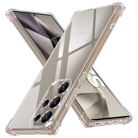 Husa pentru Samsung Galaxy S24 Ultra , SKYDDAR INNOVATION, Shockproof Clear din Silicon Slim, Transparenta, set cu sticker