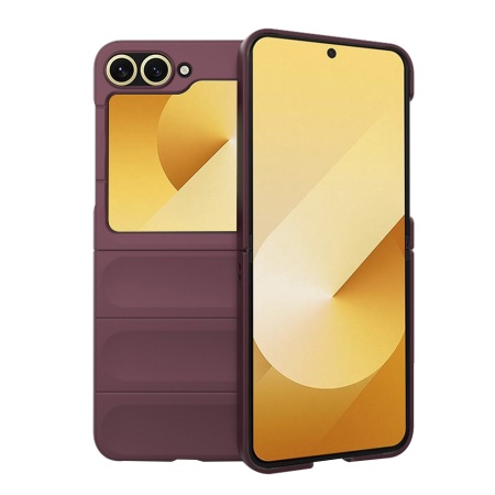 Husa pentru Samsung Galaxy Z Flip6 / Galaxy Z Flip7 FE, SKYDDAR INNOVATION, Magic Shield, din Silicon Mat, set cu sticker, Bordo
