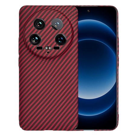 Husa pentru Xiaomi 14 Ultra, SKYDDAR INNOVATION, textura carbon, Carbonite FiberShell, set cu sticker, Rosu,