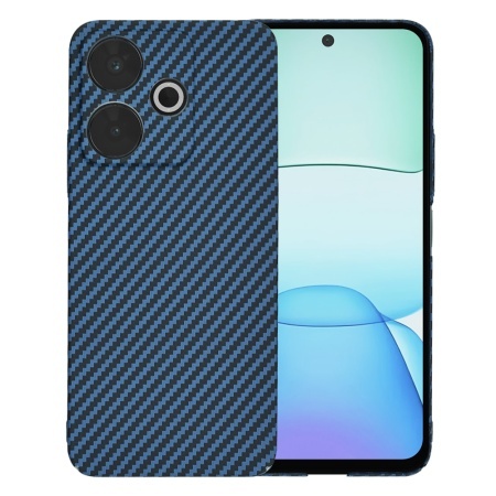 Husa pentru Xiaomi Poco M6 / Redmi 13, SKYDDAR INNOVATION, textura carbon, Carbonite FiberShell, set cu sticker, Cyan,
