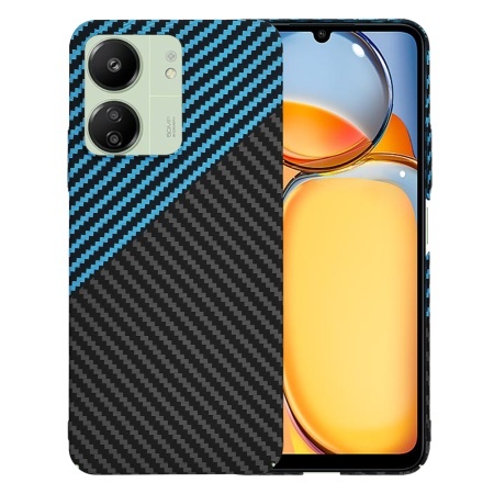 Husa pentru Xiaomi Redmi 13C 4G / Poco C65 / Redmi 13C 5G, SKYDDAR INNOVATION, textura carbon, Carbonite FiberShell, set cu sticker, Bleu,