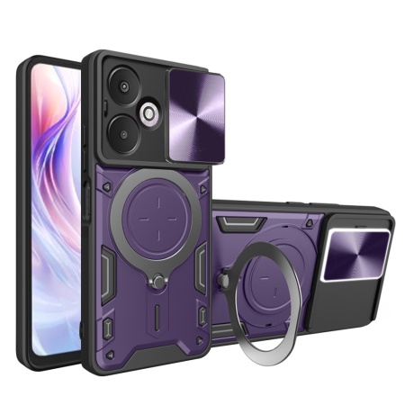 Husa pentru Xiaomi Redmi 13C 5G, SKYDDAR INNOVATION, CamGuard Pro, Inel Magnetic, Protectie Camera, set cu sticker, Mov