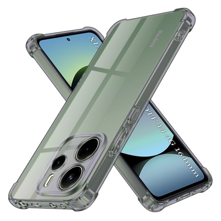 Husa pentru Xiaomi Redmi Note 14 4G (Standard), SKYDDAR INNOVATION, Shockproof Clear Silicone, Silicon Slim, set cu sticker, Fumuriu