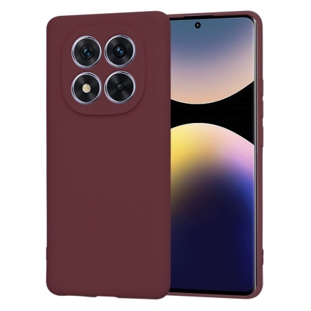 Husa pentru Xiaomi Redmi Note 14 Pro 5G / Poco X7, SKYDDAR INNOVATION, din Silicon Catifelat, SoftElegance, set cu sticker, Bordo