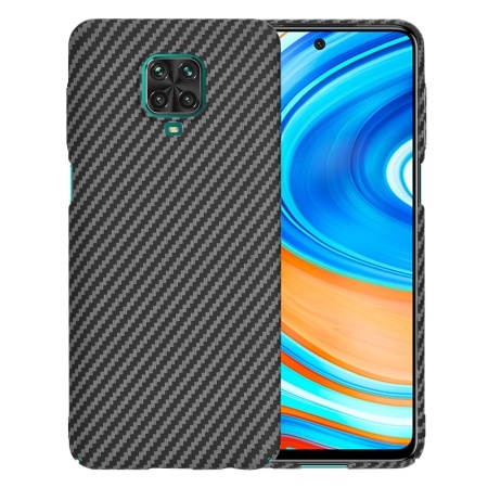 Husa pentru Xiaomi Redmi Note 9 Pro / Redmi Note 9S / Redmi Note 9 Pro Max, SKYDDAR INNOVATION, textura carbon, Carbonite FiberShell, set cu sticker, Negru,