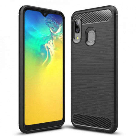 Husa Samsung Galaxy A20e, Carbon Silicone, Techsuit - Negru