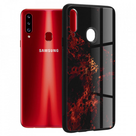 Husa Samsung Galaxy A20S cu sticla securizata, Techsuit Glaze - Red Nebula