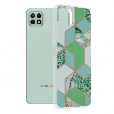 Husa Samsung Galaxy A22 5G Marble Series, Techsuit - Green Hex