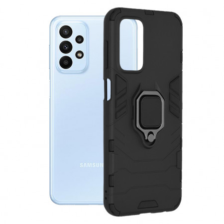 Husa Samsung Galaxy A23 4G / A23 5G cu inel, Techsuit Silicone Shield - Negru