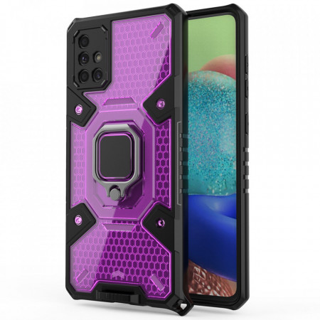 Husa Samsung Galaxy A71 cu inel, Techsuit Honeycomb - Rose-Violet