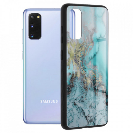 Husa Samsung Galaxy S20 cu sticla securizata, Techsuit Glaze - Blue Ocean