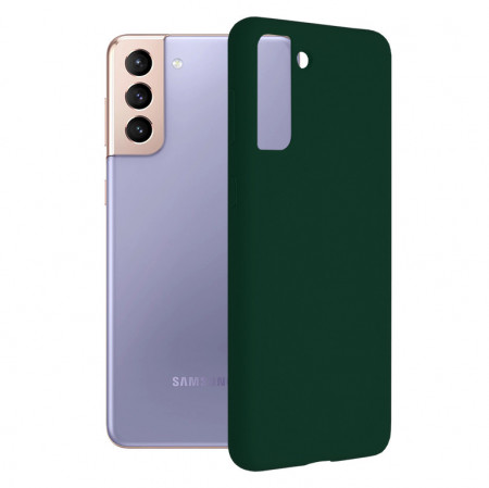 Husa Samsung Galaxy S21 Plus din silicon moale, Techsuit Soft Edge - Dark Green