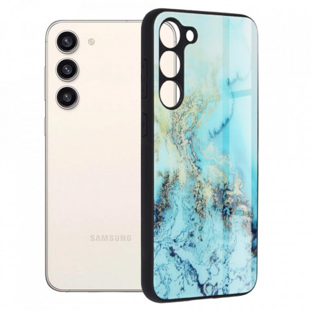 Husa Samsung Galaxy S23 cu sticla securizata, Techsuit Glaze - Blue Ocean