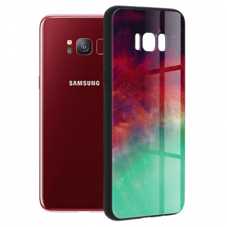 Husa Samsung Galaxy S8 cu sticla securizata, Techsuit Glaze - Fiery Ocean