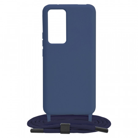 Husa silicon Xiaomi 12T / 12T Pro cu snur, Techsuit Crossbody Lanyard - Albastru