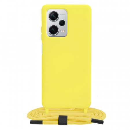 Husa silicon Xiaomi Redmi Note 12 Pro+ cu snur, Techsuit Crossbody Lanyard - Galben