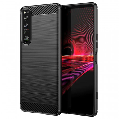 Husa Sony Xperia 1 IV, Carbon Silicon Techsuit - Negru