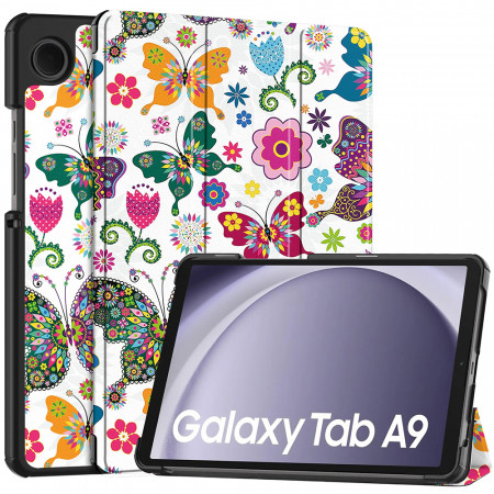 Husa tableta pentru Samsung Galaxy Tab A9 cu suport Multi-Unghi și functie Sleep/Wake , SKYDDAR FoldVision Colour - Butterfly