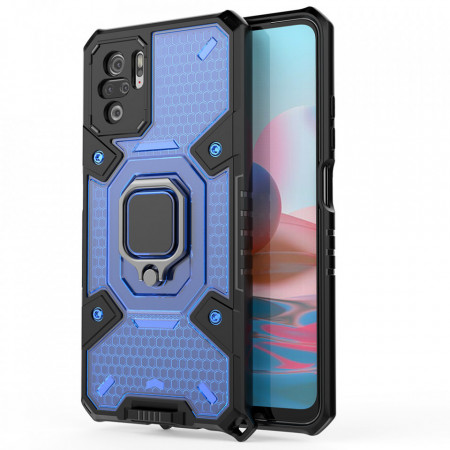 Husa Xiaomi Redmi Note 10 / 10S cu inel, Techsuit Honeycomb - Albastru