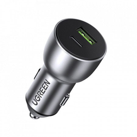 Incarcator auto (60980) 2xUSB-A, QC 3.0, 42.5W & invelis aluminiu - Albastru inchis