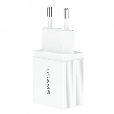 Incarcator priza USAMS T24 cu 2x USB, 2.1A - Alb