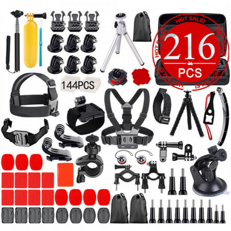 Kit accesorii GoPro / Sony Action Camera / Xiaomi Yi 216in1, Techsuit (CAL38) - Negru